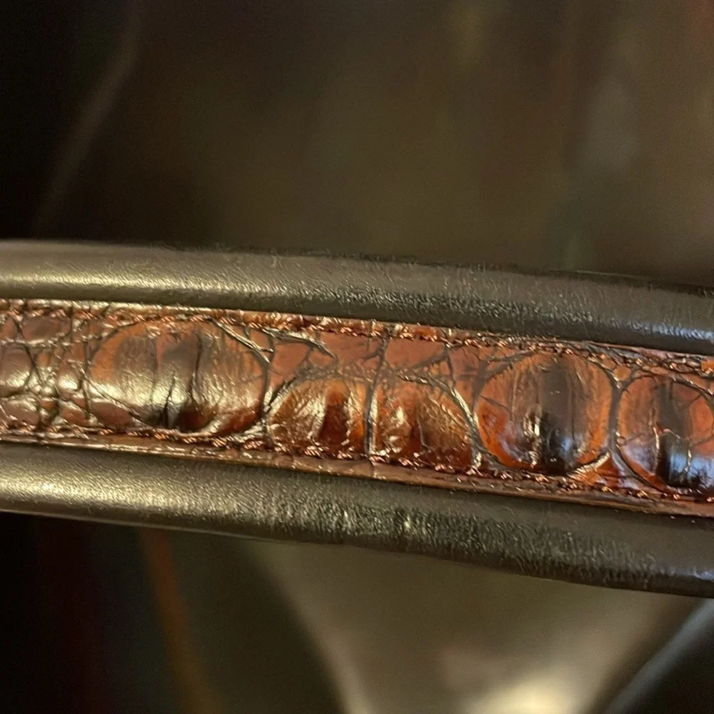 Brighton Leather Black with Brown Inlay design Reptile  size 36